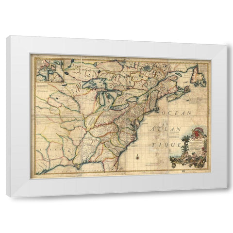 French and English Settlements in the US 1777 White Modern Wood Framed Art Print by Vintage Maps