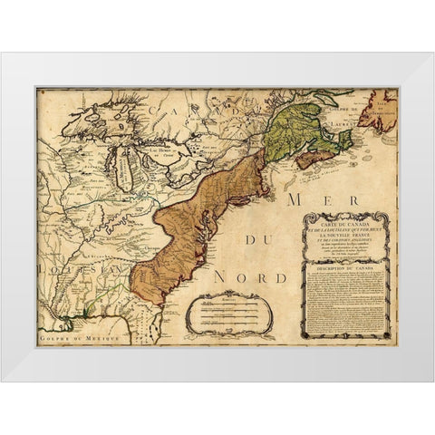 Canada to Louisiana-Eastern USA 1756 White Modern Wood Framed Art Print by Vintage Maps