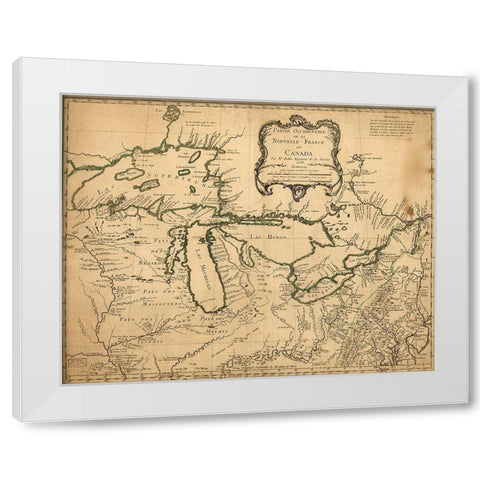 Great Lakes Region During French Settlement Period 1755 White Modern Wood Framed Art Print by Vintage Maps