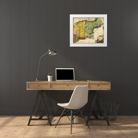 British Colonization in Canada and New England 1770 White Modern Wood Framed Art Print by Vintage Maps