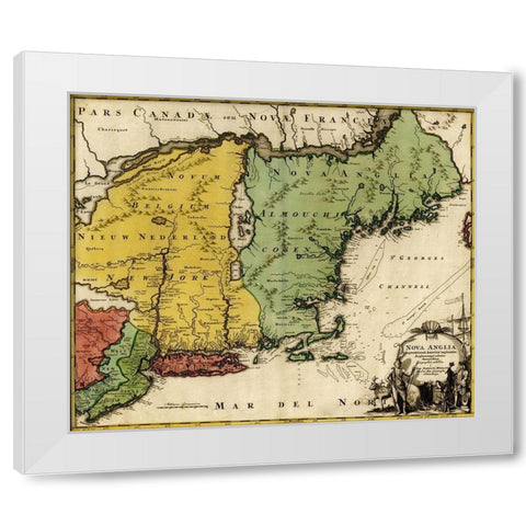 British Colonization in Canada and New England 1770 White Modern Wood Framed Art Print by Vintage Maps