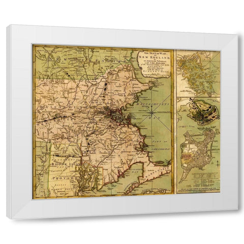 Revolutionary War in New England 1775 White Modern Wood Framed Art Print by Vintage Maps