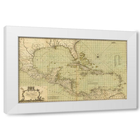 Chart of the West Indies 1796 White Modern Wood Framed Art Print by Vintage Maps