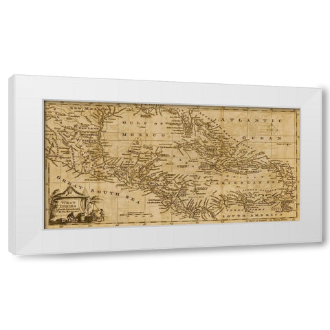 West Indies 1782 White Modern Wood Framed Art Print by Vintage Maps