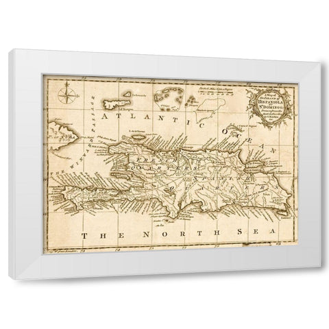 Hispaniola 1758 White Modern Wood Framed Art Print by Vintage Maps