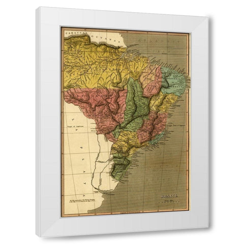 Brazil 1822 White Modern Wood Framed Art Print by Vintage Maps