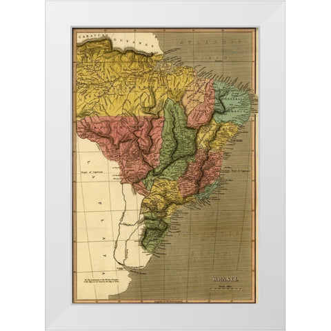 Brazil 1822 White Modern Wood Framed Art Print by Vintage Maps
