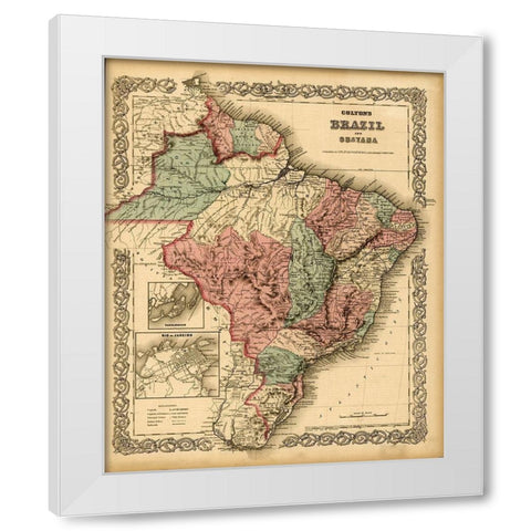 Brazil 1871 White Modern Wood Framed Art Print by Vintage Maps