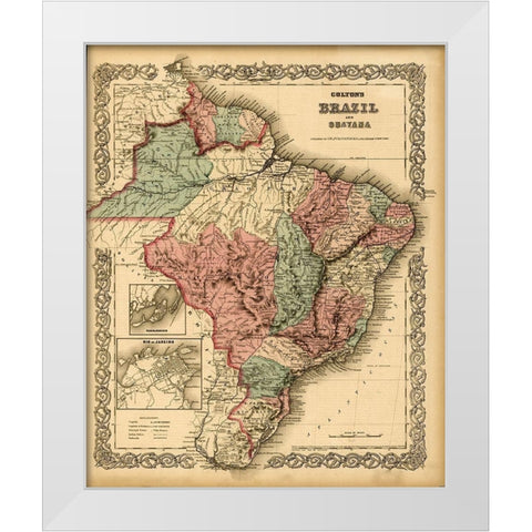 Brazil 1871 White Modern Wood Framed Art Print by Vintage Maps