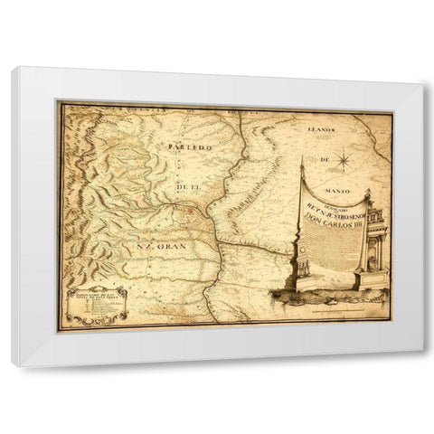 Centa Valley Argentina 1794 White Modern Wood Framed Art Print by Vintage Maps