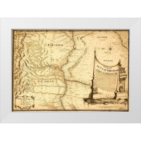 Centa Valley Argentina 1794 White Modern Wood Framed Art Print by Vintage Maps