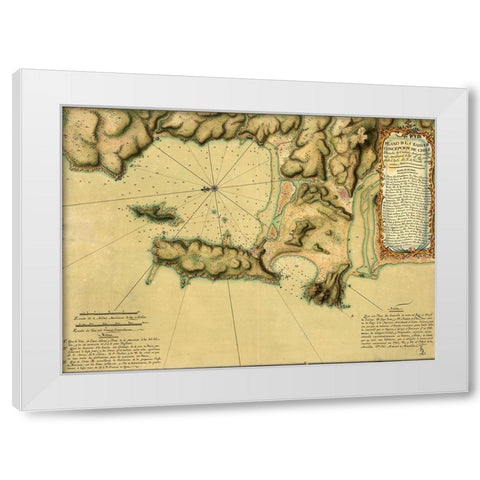 Topographic Map of Concepcion Bay Chile 1782 White Modern Wood Framed Art Print by Vintage Maps