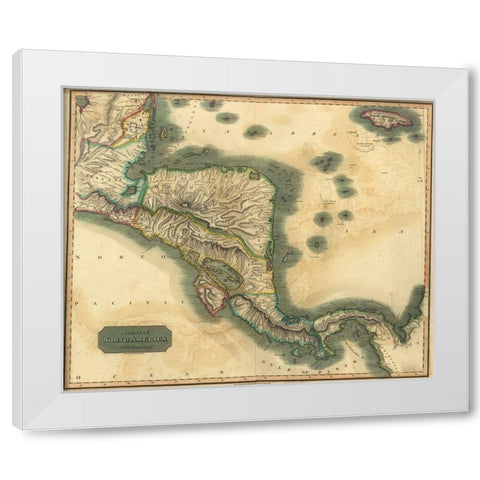 Spanish Central America White Modern Wood Framed Art Print by Vintage Maps