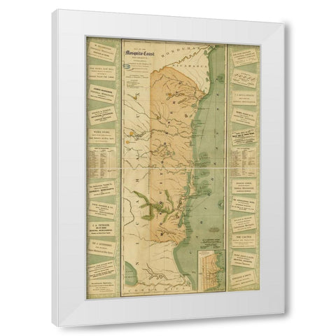 Mosquito Coast of Nicaragua White Modern Wood Framed Art Print by Vintage Maps