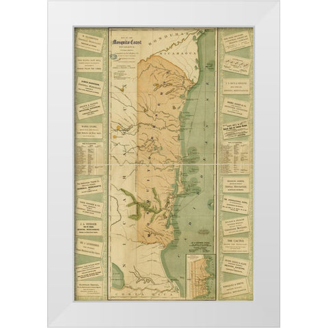 Mosquito Coast of Nicaragua White Modern Wood Framed Art Print by Vintage Maps