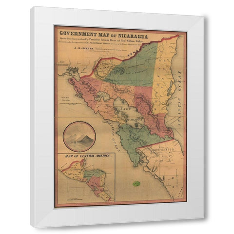 Nicaragua White Modern Wood Framed Art Print by Vintage Maps