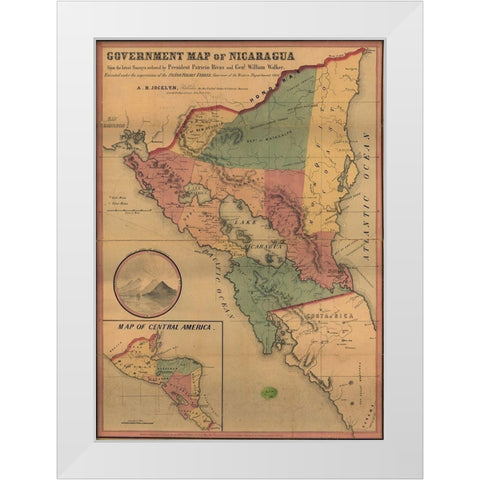 Nicaragua White Modern Wood Framed Art Print by Vintage Maps