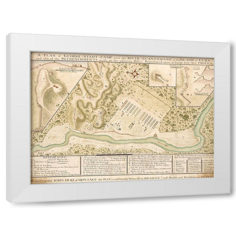 Guantanamo Bay 1741 White Modern Wood Framed Art Print by Vintage Maps
