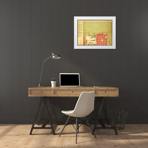 Havana Cuba City Plan 1700 White Modern Wood Framed Art Print by Vintage Maps