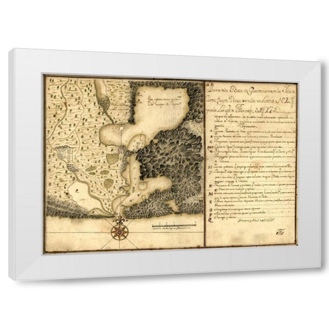 Plan of Guantanamo Bay Cuba 1751 White Modern Wood Framed Art Print by Vintage Maps