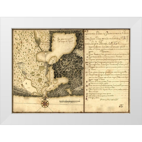 Plan of Guantanamo Bay Cuba 1751 White Modern Wood Framed Art Print by Vintage Maps