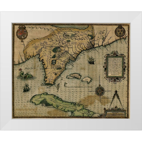 Cuba 1588 White Modern Wood Framed Art Print by Vintage Maps