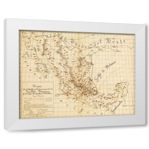 Telegraph and Communications Systems mexico 1884 White Modern Wood Framed Art Print by Vintage Maps