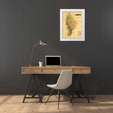 Nuevo Leon 1844 White Modern Wood Framed Art Print by Vintage Maps