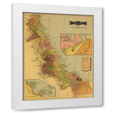 Vera Cruz 1844 White Modern Wood Framed Art Print by Vintage Maps