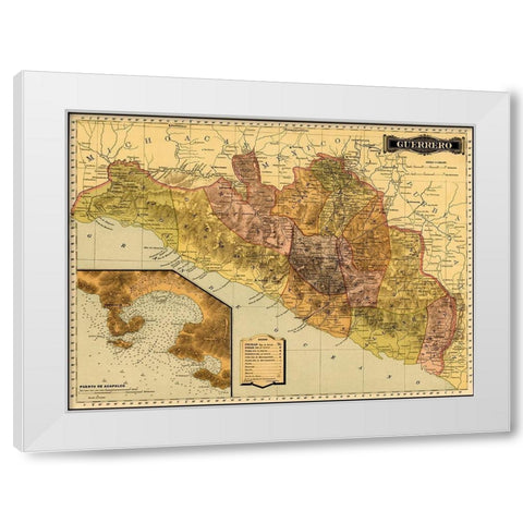 Guerrero 1844 White Modern Wood Framed Art Print by Vintage Maps