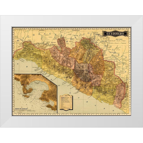Guerrero 1844 White Modern Wood Framed Art Print by Vintage Maps