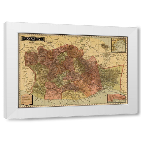Oaxaca 1844 White Modern Wood Framed Art Print by Vintage Maps