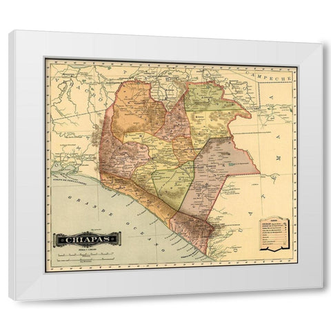 Chipas 1844 White Modern Wood Framed Art Print by Vintage Maps