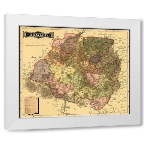 Hidalgo 1844 White Modern Wood Framed Art Print by Vintage Maps