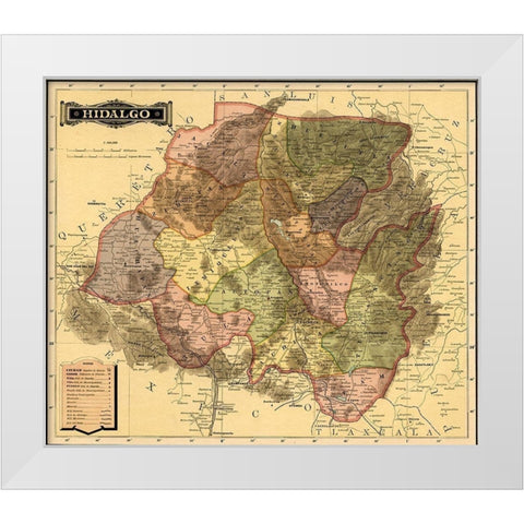 Hidalgo 1844 White Modern Wood Framed Art Print by Vintage Maps