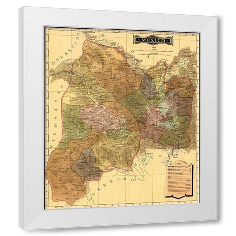 Mexico 1844 White Modern Wood Framed Art Print by Vintage Maps