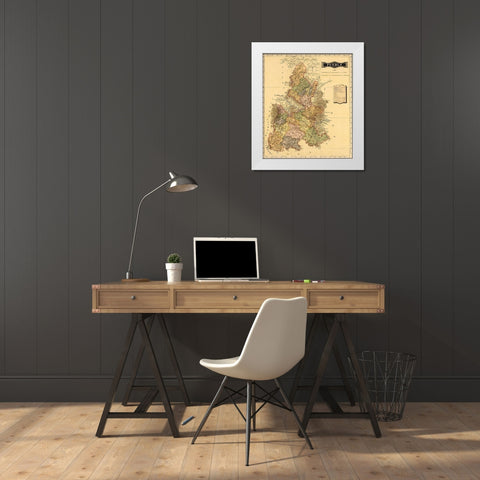 Puebla 1844 White Modern Wood Framed Art Print by Vintage Maps