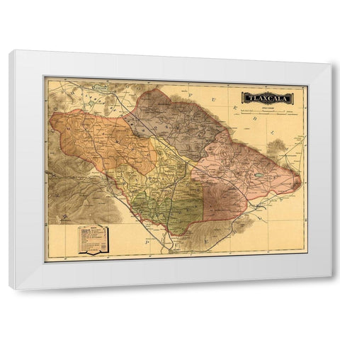 Tlaxcala 1844 White Modern Wood Framed Art Print by Vintage Maps