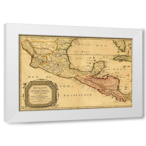Mexico New Spain 1656 White Modern Wood Framed Art Print by Vintage Maps