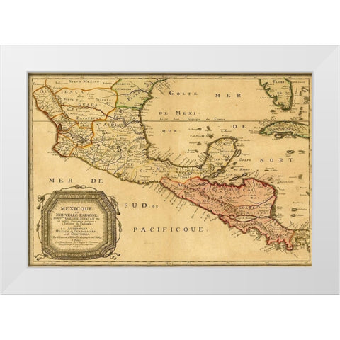 Mexico New Spain 1656 White Modern Wood Framed Art Print by Vintage Maps