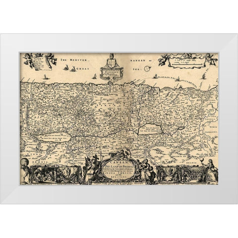 Canaan The Land of Promise 1700 White Modern Wood Framed Art Print by Vintage Maps