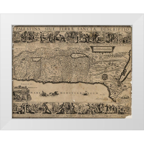 Holyland Land Palestine 1650 White Modern Wood Framed Art Print by Vintage Maps