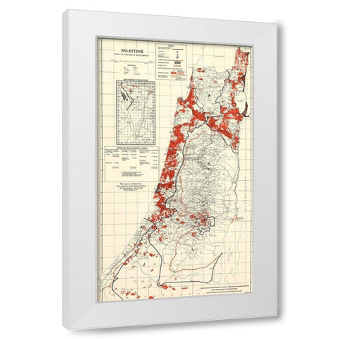 Palestine 1949 Villages and Settlements White Modern Wood Framed Art Print by Vintage Maps