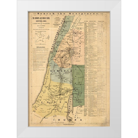 Journeys of Jesus White Modern Wood Framed Art Print by Vintage Maps