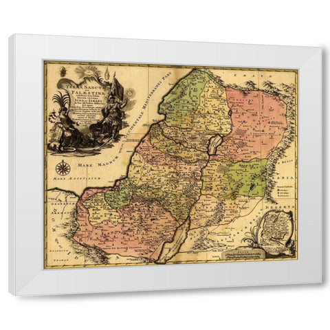 Israel during the Reign of Kings and the Twelve Tribes White Modern Wood Framed Art Print by Vintage Maps