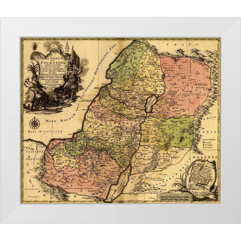 Israel during the Reign of Kings and the Twelve Tribes White Modern Wood Framed Art Print by Vintage Maps
