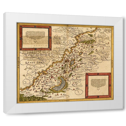 Holy Land and the Twelve Tribes White Modern Wood Framed Art Print by Vintage Maps