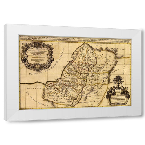 Israel Land of the Hebrew and Jews White Modern Wood Framed Art Print by Vintage Maps