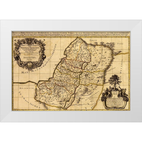 Israel Land of the Hebrew and Jews White Modern Wood Framed Art Print by Vintage Maps