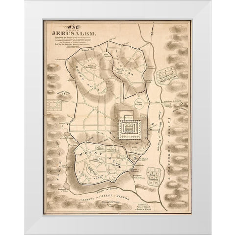 New Testament Jerusalem White Modern Wood Framed Art Print by Vintage Maps